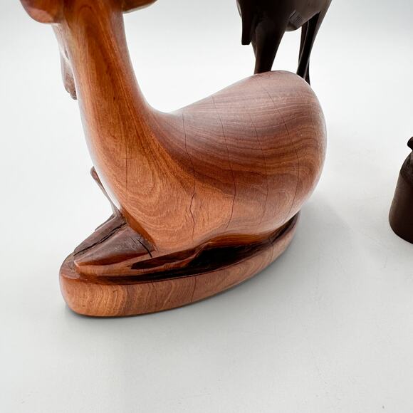 Hand Carved Kenyan Teak Antelope Gazelle Deer Mid Century Wooden Figurines (3) - Picture 12 of 13
